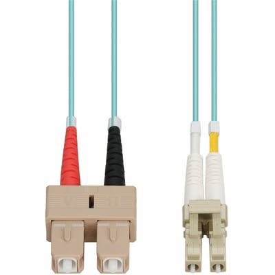 AddOn 35m SC to LC Aqua OM4 Duplex OFNP (Plenum-Rated) Fiber Patch Cable