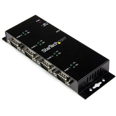 StarTech.com USB to Serial Adapter Hub " 4 Port " Industrial " Wall Mount " Din Rail " COM Port Retention " FTDI USB Serial
