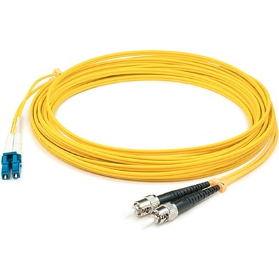AddOn 34m ST to LC Yellow OS2 Duplex OFNP (Plenum-Rated) SMF Fiber Patch Cable