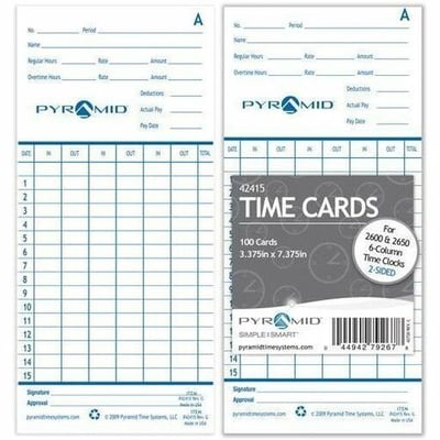 PYRAMID TIME TIME CARD FOR 2600