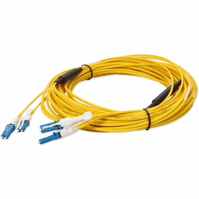 AddOn 20m 2xCS to 2xCS Yellow OS2 Quadplex OFNR (Riser-Rated) SMF Fiber Outdoor Patch Cable