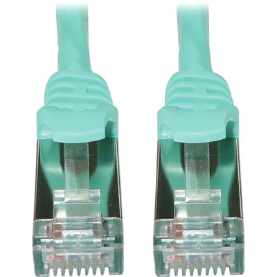 Eaton Tripp Lite Series Cat6a 10G Snagless Shielded Slim STP Ethernet Cable (RJ45 M/M), PoE, Aqua, 25 ft. (7.6 m)
