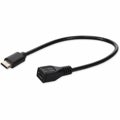AddOn USB C 3.1 Male to Micro-USB B 2.0 Female Black Adapter