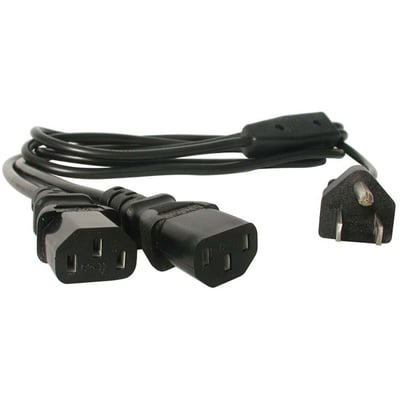 StarTech.com 6ft (2m) Computer Power Cord Y Splitter, NEMA 5-15P to 2x C13 Y Cable, 10A 125V, 18AWG, AC Power Cord, Monitor Power Cable