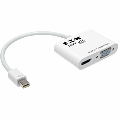 Tripp Lite by Eaton Keyspan Mini DisplayPort to VGA/HDMI All-in-One Video Converter Adapter 4K 30Hz HDMI DP1.2 White 6-in. (15.24 cm)