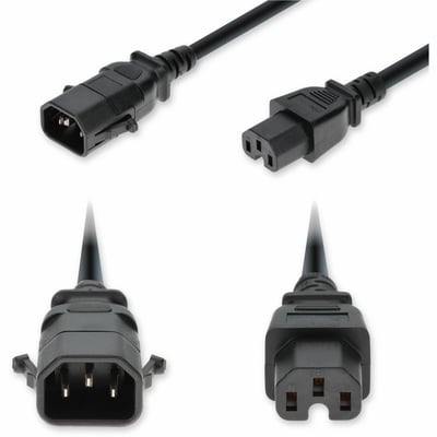 4FT C14 P-LOCK TO C15 14 AWG 250V 15A PVC SJT BLACK POWER CABLE