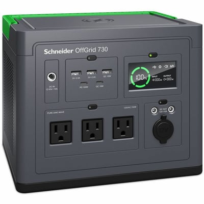 SCHNEIDER OFFGRID PORTABLE POWER STATION 730, 120V, 738WH LITHIUM-ION, 3 NEMA, S