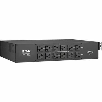 Tripp Lite by Eaton 2.9kW 120V Single-Phase ATS/Monitored PDU - 24 5-15/20R & 1 L5-30R Outlets, Dual L5-30P Inputs, 10 ft. Cords, 2U, TAA