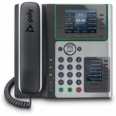 Poly Edge E450 IP Phone - Corded - Corded/Cordless - Wi-Fi, Bluetooth - Desktop - Black