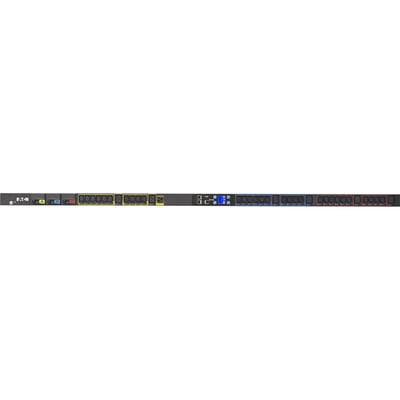 Eaton Metered Input rack PDU, 0U, L21-30P input, 8.64 kW max, 120/208V, 24A, 10 ft cord, Three-phase, Outlets: (1) 5-20R, (30) C13 Outlet grip, (6) C19 Outlet grip