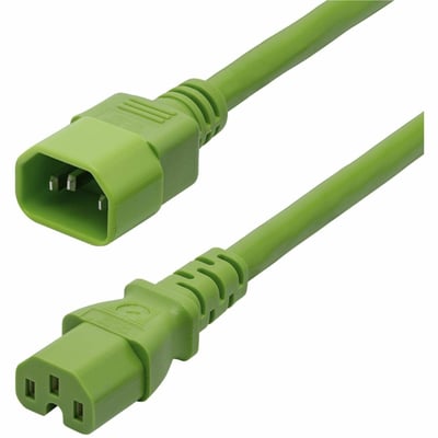 StarTech.com 6ft (1.8m) Heavy Duty PDU Power Cord, IEC 60320 C14 to C15, 15A 250V, 14AWG, Green Power Cable, UL Listed Components