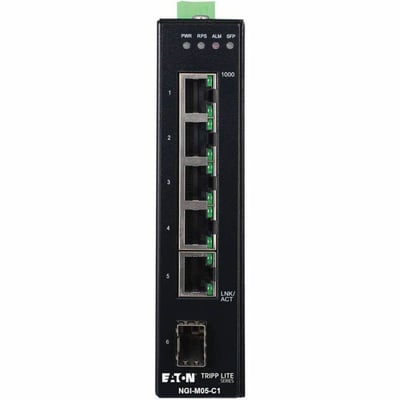 Tripp Lite by Eaton 5-Port Managed Industrial Gigabit Ethernet Switch - 10/100/1000 Mbps, GbE SFP Slot, -40 to 75C, DIN Mount - TAA Compliant