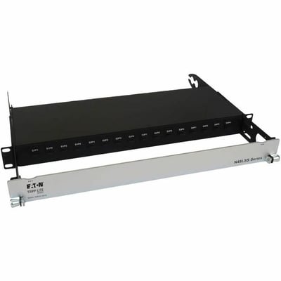 Eaton Tripp Lite Series Spine-Leaf MPO Panel with Key-Up to Key-Down MTP/MPO Adapter - 12F MTP/MPO-APC M/M, 8F OS2 Singlemode, 16 x 16 Ports, 1U