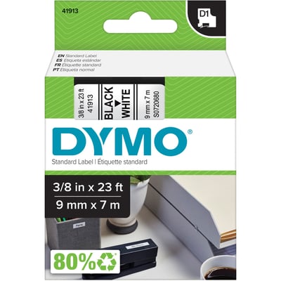 DYMO LABELMANAGER D1 3/8 X 23FT (9MM) STANDARD D1 TAPE, DIRECT THERMAL PRINTING