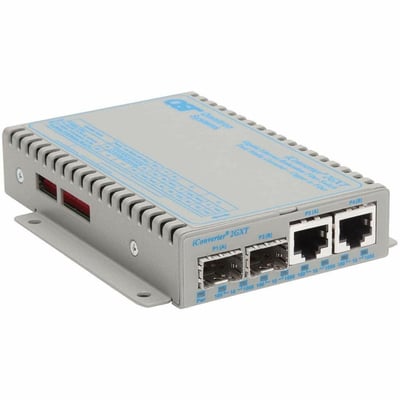 10/100/1000 DUAL CHANNEL MEDIA CONVERTER 2X RJ45 2X SFP AC -40-60C