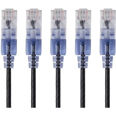 SLIM CAT6A CABLE - 5-PACK - 7FT BLACK