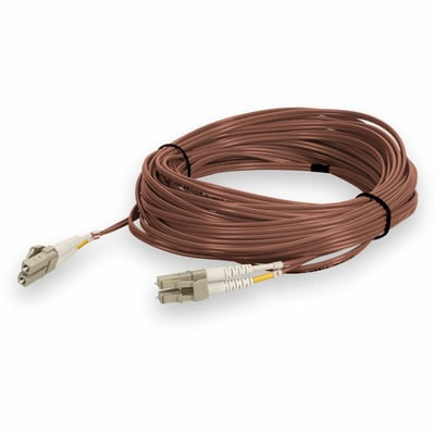 AddOn 30m LC to LC Brown OM4 Duplex OFNR (Riser-Rated) TAA Fiber Patch Cable