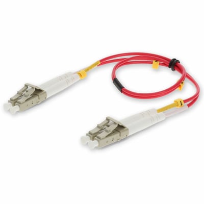 AddOn 10m LC to LC Red OM3 Duplex OFNP (Plenum-Rated) Fiber Patch Cable