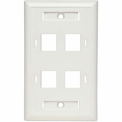 Tripp Lite by Eaton Quad Outlet RJ45 Universal Keystone Face Plate / Wall Plate, White, 4-Port