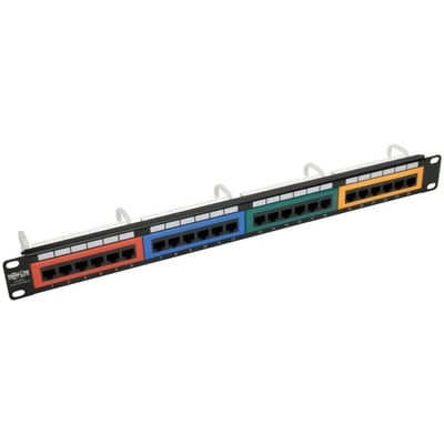 Tripp Lite by Eaton 24-Port 1U Rack-Mount 110-Type Color-Coded Patch Panel, RJ45 Ethernet, 568B, Cat6