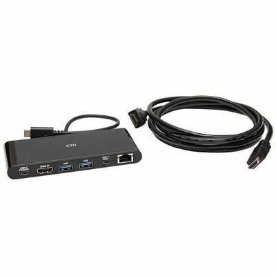 C2G USB C Docking Station Kit - Includes Docking Station with USB C, HDMI, USB, and Ethernet and 6ft HDMI Cable