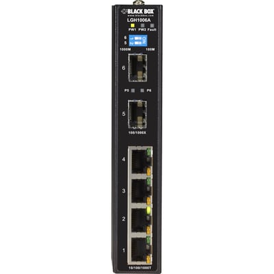 Black Box Industrial Ethernet Switch - Extreme Temperature, 6-Port