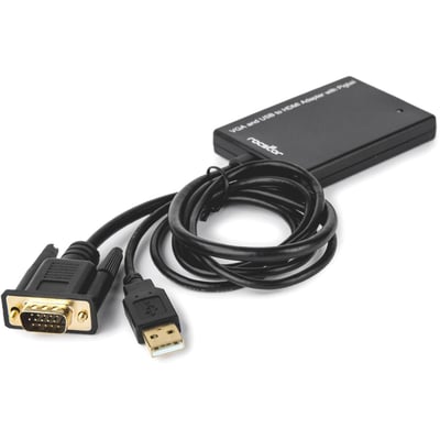 Rocstor Premium VGA to HDMI Adapter with USB Audio 3.5mm & Power - Portable VGA to HDMI Converter - 1080p - HDMI/USB/VGA for Video Device - 1 Pack - 1 x HD-15 Male VGA, 1 x Type A Male USB - 1 x HDMI Female Digital Video - 1 x Aud