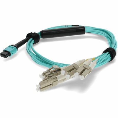 AddOn 3m MPO (Female) to 8xLC (Male) 8-Strand Aqua OM3 Fiber Fanout Cable