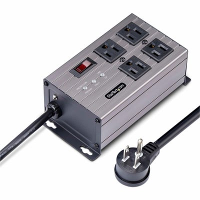 4-PORT INDUSTRIAL POWER STRIP - SURGE PROTECTION MOUNTABLE PDU
