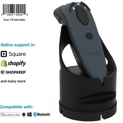 Socket Mobile DuraScan D730, Laser Barcode Scanner, Gray & Charging Dock