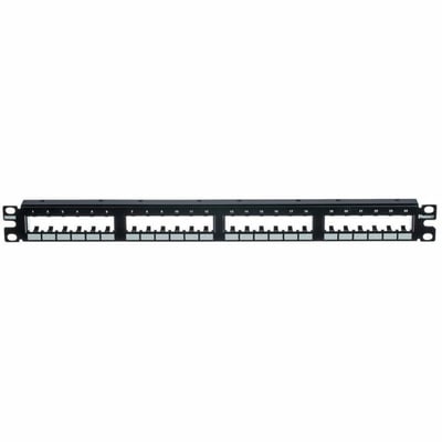 PanNet Mini-Com, Flat,Unshielded, Patch Panel, 24 Port, 1 RU, Black