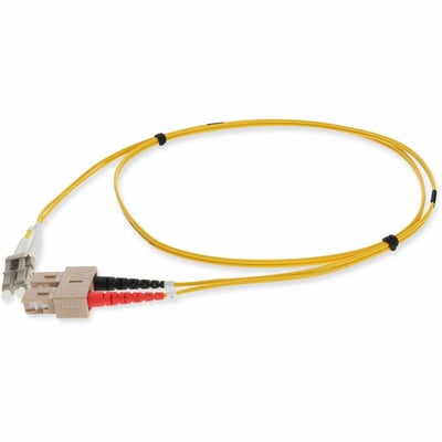 AddOn 1m SC to LC Yellow OM4 Duplex OFNP (Plenum-Rated) Fiber Patch Cable