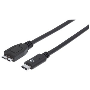 Manhattan SuperSpeed+ USB 3.1 Gen2 Type-C Male to Micro-B SuperSpeed Male Device Cable, 10 Gbps, 3 ft, Black