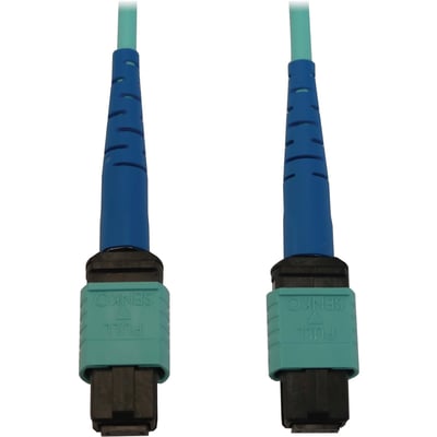 Eaton Tripp Lite Series 40/100/400G Multimode 50/125 OM3 Fiber Optic Cable (24F MTP/MPO-PC F/F), LSZH, Aqua, 5 m (16.4 ft.)