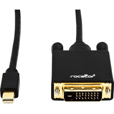 Rocstor Premium 6 ft Mini DisplayPort to DVI Cable - Mini Displayport to DVI Cable Supports 1920x1200 1080p Resolution- mDP to DVI cable for Notebook, Ultrabook, TV, Projector, Monitor, Video Device, MacBook, MacBook Pro - 6 ft (2m)- 1 Pack - Gold - 1 x