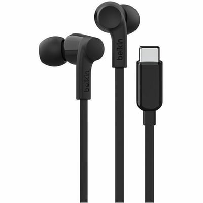 USB-C EARBUDS W/ ADJUSTABLE VOLUME LIMITER BLACK RETAIL BOX