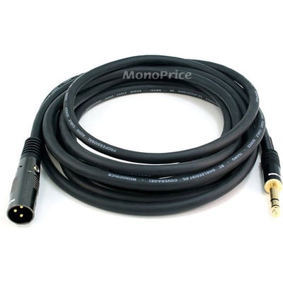XLR M TO 1/4INCH TRS M 16AWG CABLE15FT