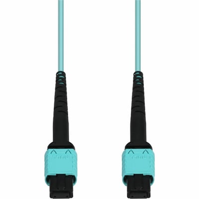AddOn 10m MPO/UPC to MPO/UPC Aqua OM4 Armored OFNP (Plenum-Rated) 12-Strand Fiber Patch Cable