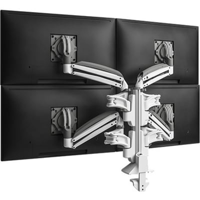 Chief KX Low-Profile Quad Monitor Arm Desk Mount - For 10-32 inch Displays - VESA Desk Mount - White
