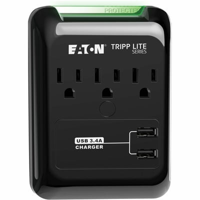 Tripp Lite by Eaton Protect It! 3-Outlet Surge Protector Direct Plug-In 540 Joules 3.4 A USB Charger Diagnostic LED