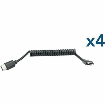 4-PACK OF BLACK USB-C MALE TO USB-C MALE COILED CHARGING CABLES