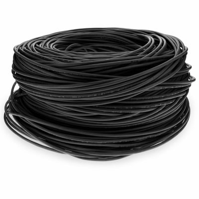 AddOn 1000ft Non-Terminated Black CAT 6 Shielded Plenum-Rated Bulk Cable