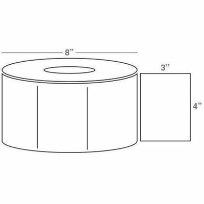 Wasp 4.0" x 3.0" TT labels, 4 rolls, 2000 per roll, 8" OD