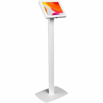 CTA Digital Premium Thin Profile Floor stand with Security Enclosure for 10.2-inch iPad 7th/ 8th/ 9th Gen & More (White)