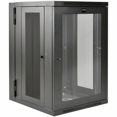 Tripp Lite by Eaton SmartRack 18U UPS-Depth Wall-Mount Half-Height Rack Enclosure Clear Acrylic Window Hinged Back
