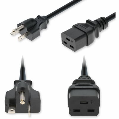 AddOn 3ft NEMA 5-20P Male to C19 Female Industrial Grade 12 AWG 125V at 20A PVC SJT (Service Junior Thermoplastic) Black Power Cable
