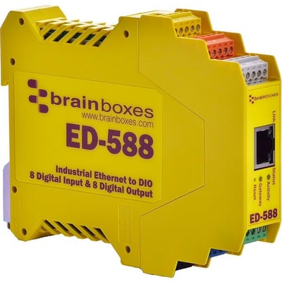 Brainboxes Ethernet to 8 Digital Inputs and 8 Digital Outputs + RS485 Gateway