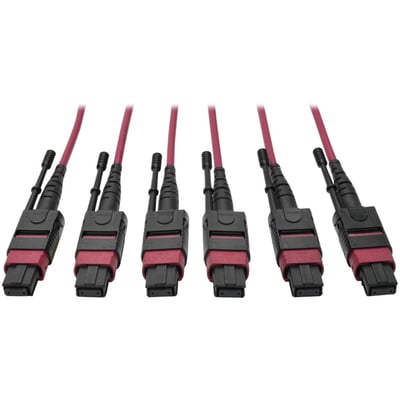 Tripp Lite by Eaton MTP/MPO Multimode Base-8 Trunk Cable 24-Strand 40GB/100GB 40/100GBASE-SR4 OM4 Plenum-Rated (3xF/3xF) Push/Pull Tab Magenta 61 m (200 ft.)