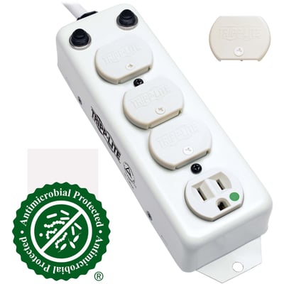 Tripp Lite by Eaton Safe-IT UL 1363A Medical-Grade Power Strip for Patient-Care Vicinity 4 Hospital-Grade Outlets 15 ft. Right-Angle Cord
