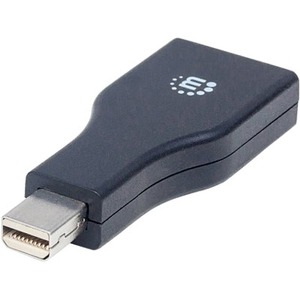 Manhattan Mini DisplayPort 1.2 to DisplayPort Adapter, 1080p@60Hz, Male to Female, Black, Lifetime Warranty, Polybag